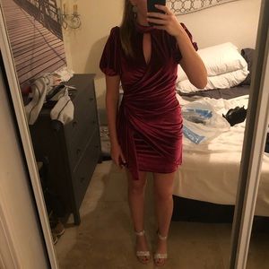 Pink velvet dress